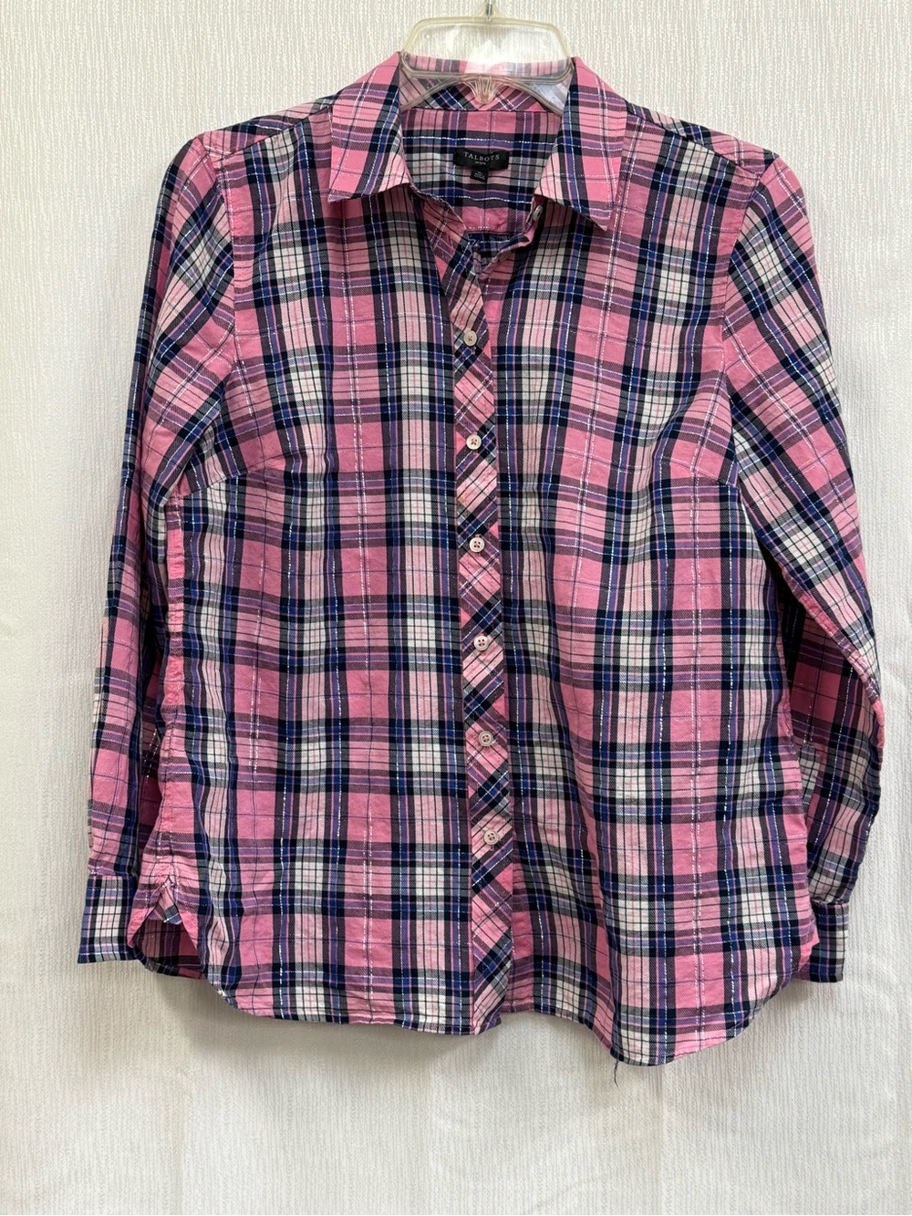 Talbots Pink Plaid Button-Down Shirt